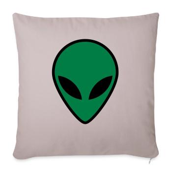 Alien Face - Throw Pillow Cover 17.5” x 17.5” - light taupe - Front