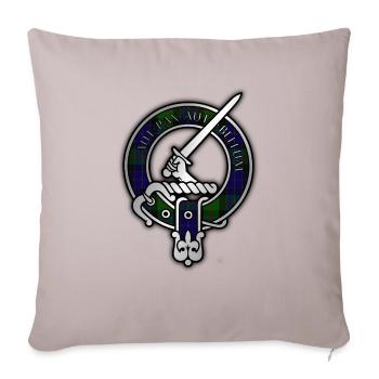 Clan Gunn Tartan Crest - Latin - Throw Pillow Cover 17.5” x 17.5” - light taupe - Front