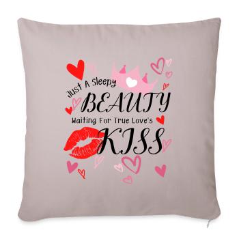 Sleepy Beauty - Throw Pillow Cover 17.5” x 17.5” - light taupe - Front