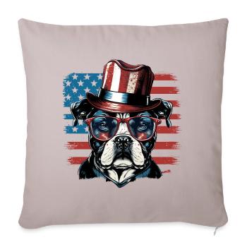 Chien patriotique Drapeau américain Patriote - Housse de coussin décorative - taupe clair - Devant