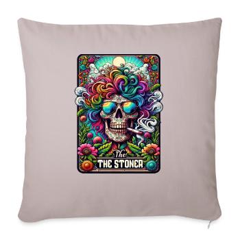 The Stoner Tarot Card - Throw Pillow Cover 17.5” x 17.5” - light taupe - Front