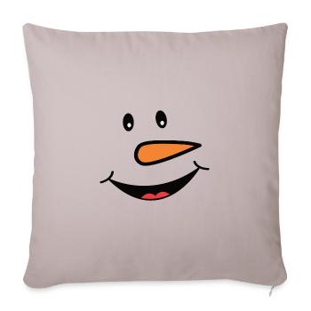 Funny Snowman Face - Throw Pillow Cover 17.5” x 17.5” - light taupe - Front