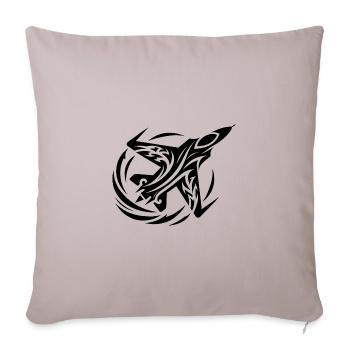 Model Airplane Remote-controlled Fighter Plane - Throw Pillow Cover 17.5” x 17.5” - light taupe - Front