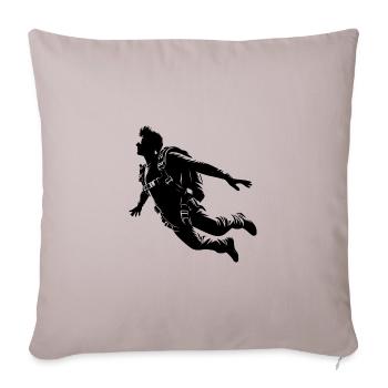 Skydiver Man During A Parachute Jump - Throw Pillow Cover 17.5” x 17.5” - light taupe - Front
