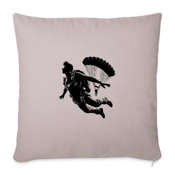 Two Skydivers During A Parachute Jump - Throw Pillow Cover 17.5” x 17.5” - light taupe - Front