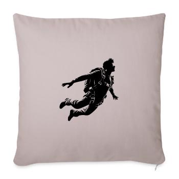Cool Skydiver During A Parachute Jump - Throw Pillow Cover 17.5” x 17.5” - light taupe - Front