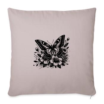 Imaginative Butterfly Flowers And Insect - Throw Pillow Cover 17.5” x 17.5” - light taupe - Front