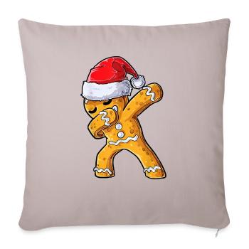 Dabbing Gingerbread Santa Christmas Xmas Cookie - Throw Pillow Cover 17.5” x 17.5” - light taupe - Front