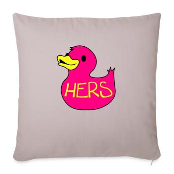 rubber duckie hers - Throw Pillow Cover 17.5” x 17.5” - light taupe - Front