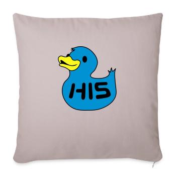 Rubber duckie his - Throw Pillow Cover 17.5” x 17.5” - light taupe - Front