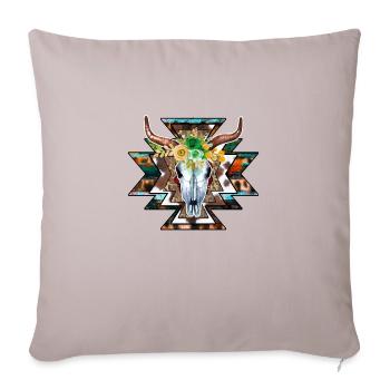 Bill Horns Design - Throw Pillow Cover 17.5” x 17.5” - light taupe - Front