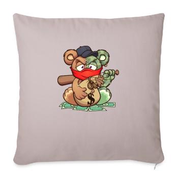 Bear Money Bat - Throw Pillow Cover 17.5” x 17.5” - light taupe - Front