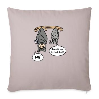 Cartoon Boy Bat Cosplay - Throw Pillow Cover 17.5” x 17.5” - light taupe - Front
