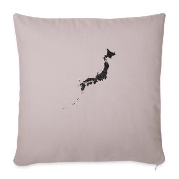 Japan Map in Black - Throw Pillow Cover 17.5” x 17.5” - light taupe - Front