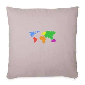 World Map Earth Continents and Oceans Colored Gift - Throw Pillow Cover 17.5” x 17.5” - light taupe - Front