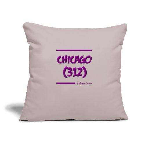 CHICAGO 312 PURPLE - Throw Pillow Cover 17.5” x 17.5”