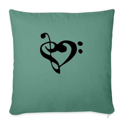 musical note with heart - Throw Pillow Cover 17.5” x 17.5”
