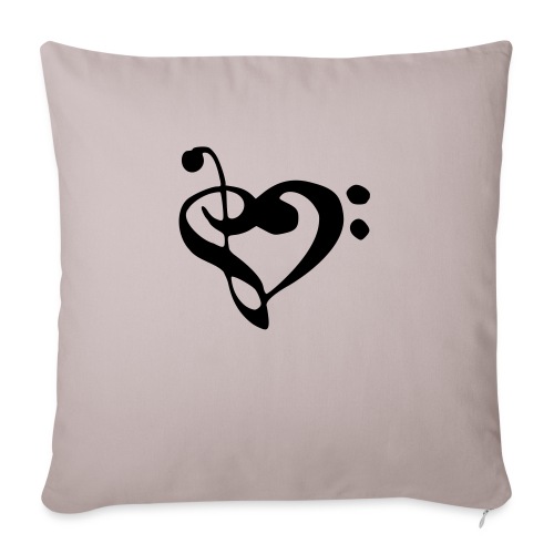 musical note with heart - Throw Pillow Cover 17.5” x 17.5”