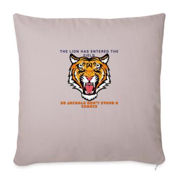 LION IN FIELD - Throw Pillow Cover 17.5” x 17.5” - light taupe - Front