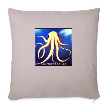 Cute anime giant squid - Throw Pillow Cover 17.5” x 17.5” - light taupe - Front