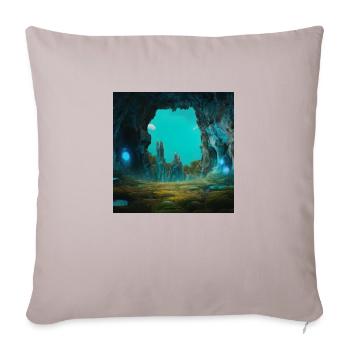 Bioluminescent Underground Landscapes - Throw Pillow Cover 17.5” x 17.5” - light taupe - Front