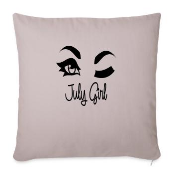 July Girl - Throw Pillow Cover 17.5” x 17.5” - light taupe - Front