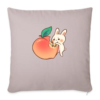 Bunny With Giant Peach - Throw Pillow Cover 17.5” x 17.5” - light taupe - Front