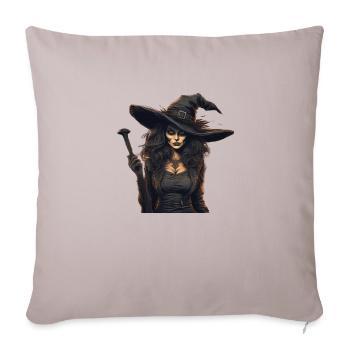 Horror Witch Halloween - Throw Pillow Cover 17.5” x 17.5” - light taupe - Front