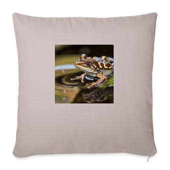Rain frog" cute crazy leopard frog - Throw Pillow Cover 17.5” x 17.5” - light taupe - Front