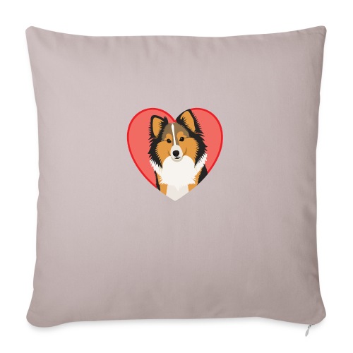 sheltieheart tshirt Valentine's Day - Throw Pillow Cover 17.5” x 17.5”