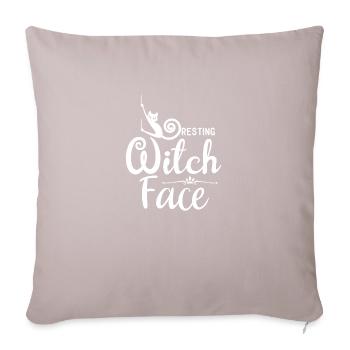 Resting Witch Face - Throw Pillow Cover 17.5” x 17.5” - light taupe - Front