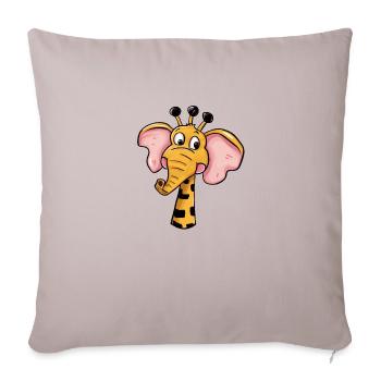The long-necked giraffe is Looking away - Throw Pillow Cover 17.5” x 17.5” - light taupe - Front