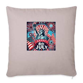 July 4th - Throw Pillow Cover 17.5” x 17.5” - light taupe - Front