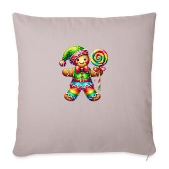Gingerbread Christmas, Merry Christmas, Candy - Throw Pillow Cover 17.5” x 17.5” - light taupe - Front