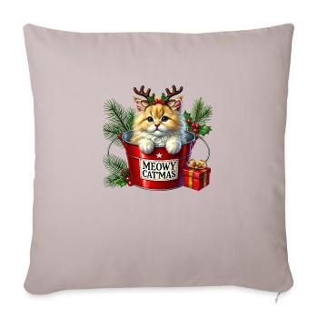 Cat Christmas, Cute Christmas, Christmas Retro - Throw Pillow Cover 17.5” x 17.5” - light taupe - Front
