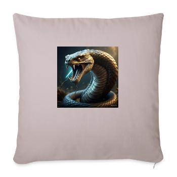 A majestic giant cobra coiled upward ready. - Throw Pillow Cover 17.5” x 17.5” - light taupe - Front