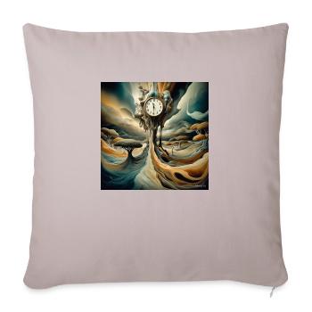 Melting Time in a Surreal Landscape - Throw Pillow Cover 17.5” x 17.5” - light taupe - Front