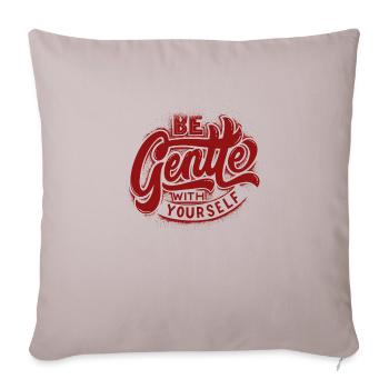 Red Inspiring Typography T-Shirt - Throw Pillow Cover 17.5” x 17.5” - light taupe - Front