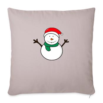 Snowman Merry Xmas - Throw Pillow Cover 17.5” x 17.5” - light taupe - Front