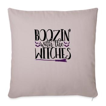 Boozin With The Witches - Throw Pillow Cover 17.5” x 17.5” - light taupe - Front