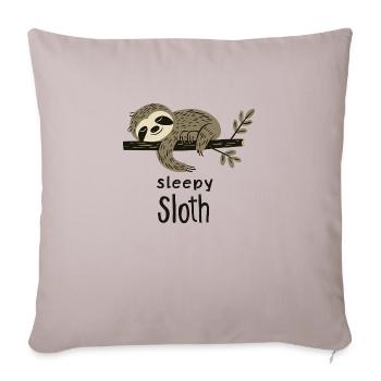 Sleepy Sloth - Throw Pillow Cover 17.5” x 17.5” - light taupe - Front