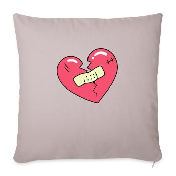 Broken Heart - Throw Pillow Cover 17.5” x 17.5” - light taupe - Front