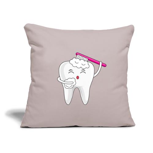 Cute Toothbrush Dentist - Throw Pillow Cover 17.5” x 17.5”