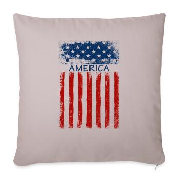America Flag Stars & Stripes - Throw Pillow Cover 17.5” x 17.5” - light taupe - Front