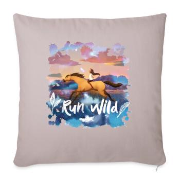 Spirit And Lucky Run Wild - Throw Pillow Cover 17.5” x 17.5” - light taupe - Front