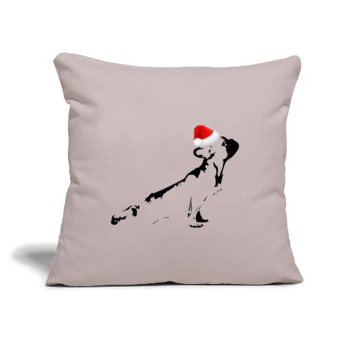 Dog wearing a santa hat christmas pug puppy - Throw Pillow Cover 17.5” x 17.5”