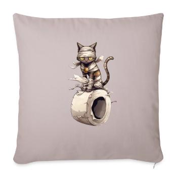 Egyptian cat mummy no frame - Throw Pillow Cover 17.5” x 17.5” - light taupe - Front