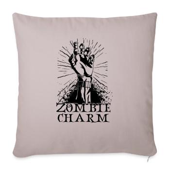 Zombie Charm Zombie Hand Raises Up From Grave - Throw Pillow Cover 17.5” x 17.5” - light taupe - Front