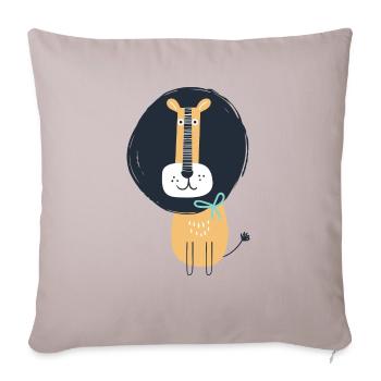 Funny Lion With Bow - Throw Pillow Cover 17.5” x 17.5” - light taupe - Front