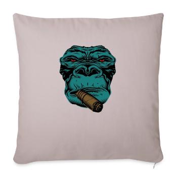 Smoking Gorilla - Throw Pillow Cover 17.5” x 17.5” - light taupe - Front